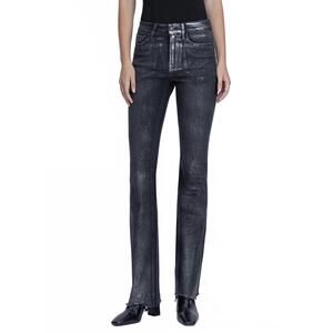 NEW FLYING MONKEY metallic coated bootcut jeans in black